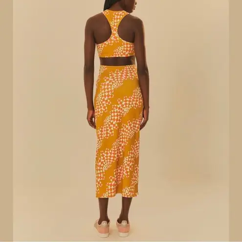 Farm Rio x Adidas Farm Psychedelic Wave Green Dress Victory Gold Size Large New