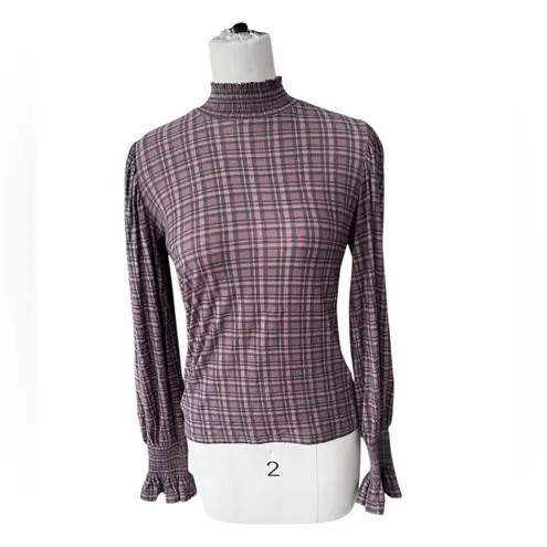 Nation Ltd Nation Prim and Proper Plaid High-Neck Women's Top size xs