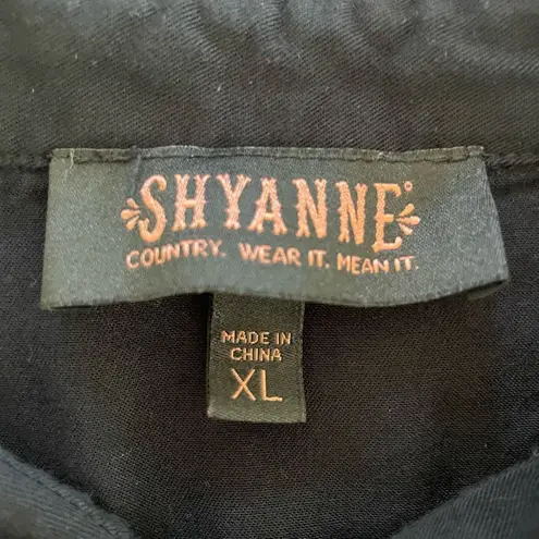 Shyanne Cold Shoulder Western Snap Front Cowgirl Shirt Black Red Lace Embroidere