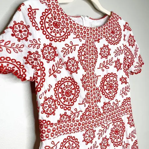 Boden USA Boden Claude White Red Eyelet Dress Size 6
