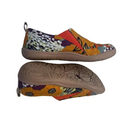 Unitravel Toledo Slip On Canvas Shoes Ladies Size 6.5 US / 37 EU Marigold Print Orange