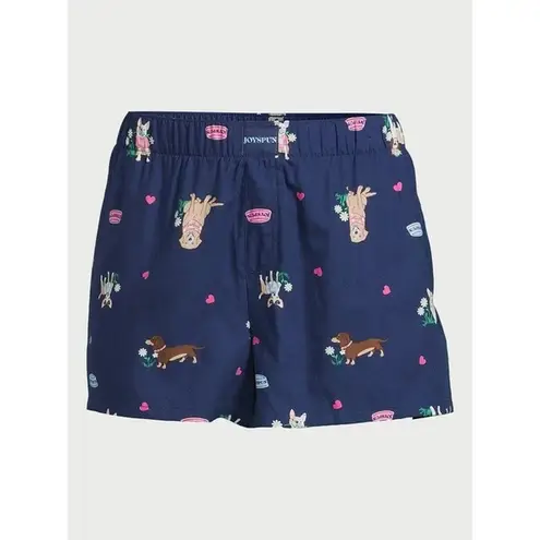 Women's Woven Pajama Boxer Shorts nwt navy puppy dogs with pockets Size large