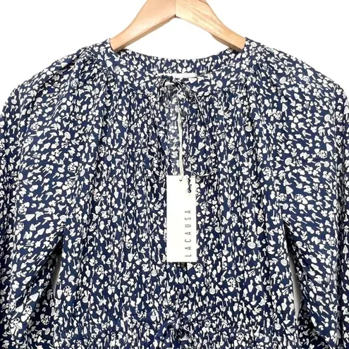Lacausa Dama Dress Blue Magic Mushroom Print Midi Long Sleeve Resort Coastal S