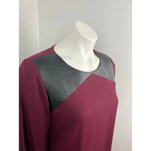 Amanda Uprichard  Burgundy Maroon Faux Leather Long Sleeve Dress Medium