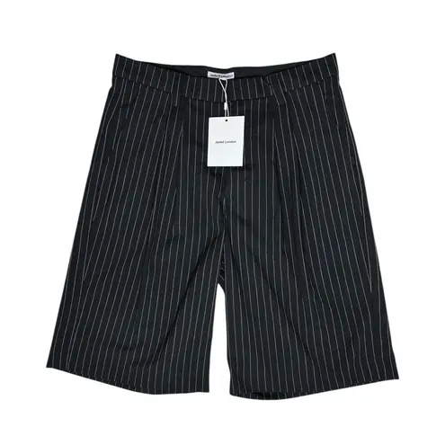 Jaded London Pinstripe Goliath Baggy Shorts, Black, W36