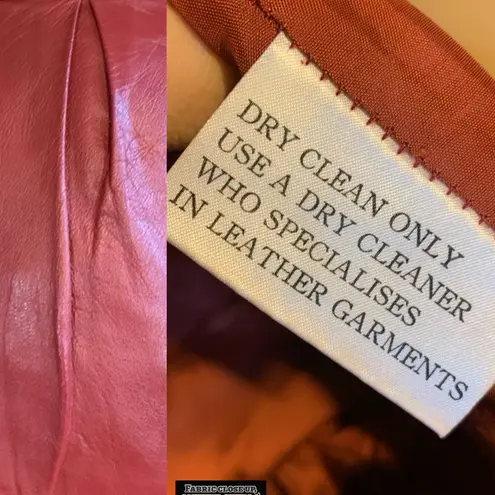 VINTAGE 1980'S REDDISH BROWN LEATHER STRAIGHT LEG PLEATED TROUSERS (XS) Red