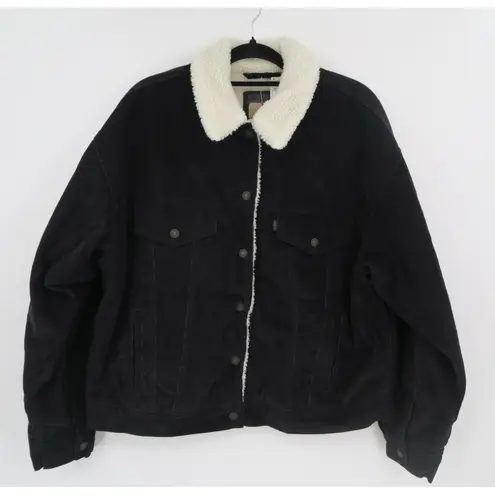 Levi Strauss Co Sherpa Lined Corduroy Trucker Jacket Black XL