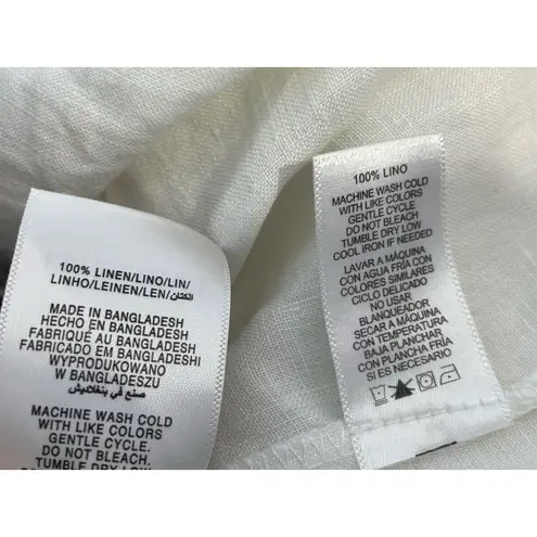 Ellen Tracy Linen Blouses Lot of 2 Small Gray White Lagenlook Minimalist Preppy - Image 9