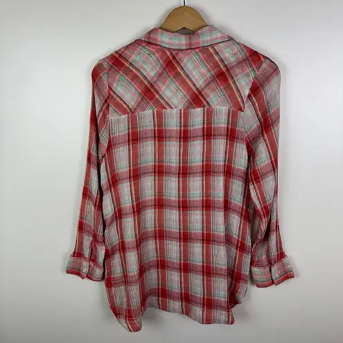 Soft Surroundings Plaid Button Down Shirt Small Boho Cottagecore Fall Western
