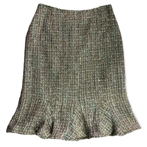 Emma James Tweed Knee Length Ruffled Skirt
