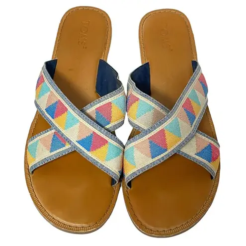 Toms  Women's Viv Crisscross Multi Color Flat Sandals Size 10