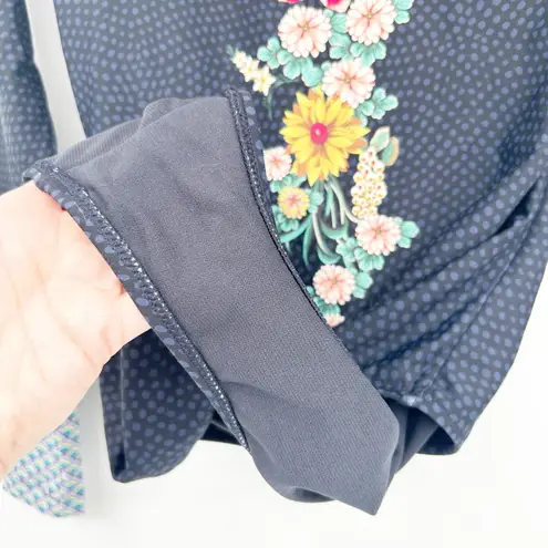 Johnny Was Womens Floral Long Sleeve Mia Surf Shirt One Piece Swimsuit Size M