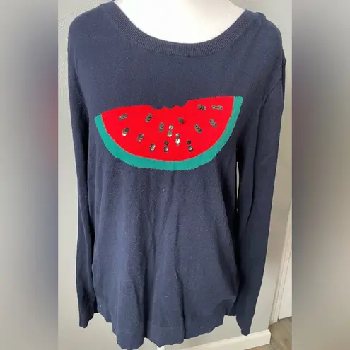 J.Crew Factory Watermelon Teddie sweater in navy blue cotton with sequin details Pink Size L - Image 2