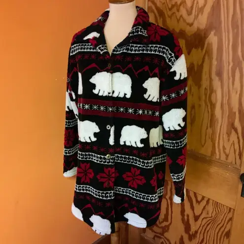 Vtg 90s polar bear fleece jacket Black Size L