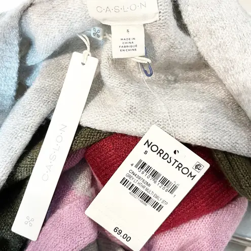 Caslon Long Sleeve Striped Colorblock Duster Open Cardigan Sweater Gray Small