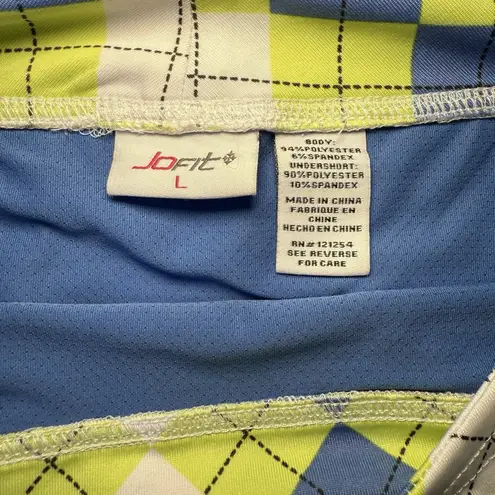 Jofit Skort Yellow Blue Short Lined Skirt Argyle Golf Tennis Athletic Large