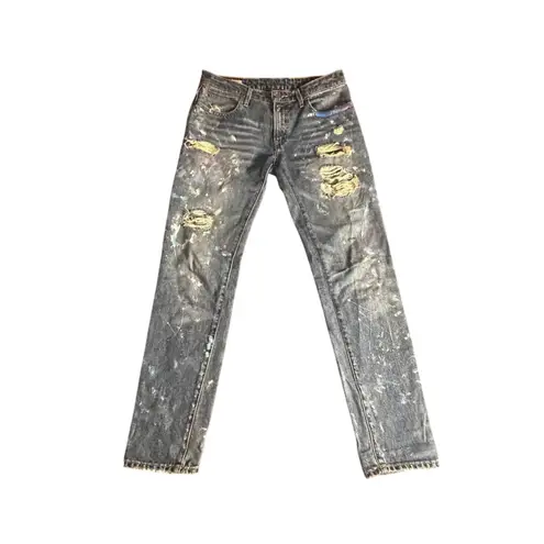 Ralph Lauren Ralph‎ Lauren Polo Astor Boyfriend Jeans Size 26 Distressed Paint Splatter Denim
