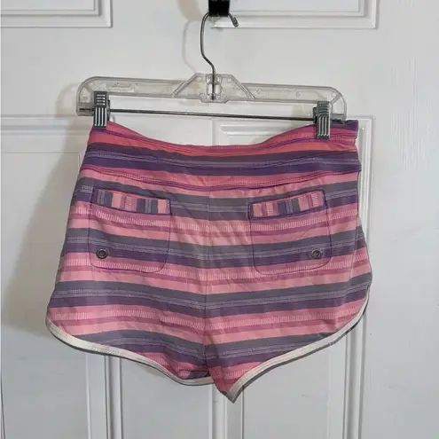 Athleta  Size M Pink/Purple Striped Swim Shorts