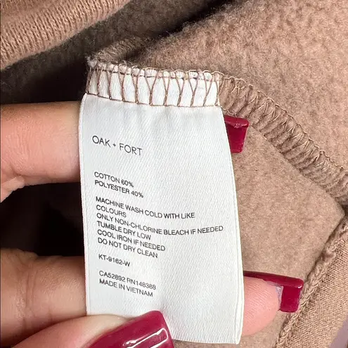 Oak +Fort Oversized Tan Cropped Minimalist Sweatshirt. Size S