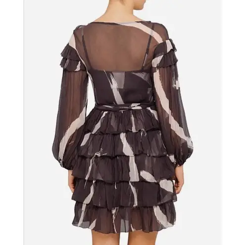 Zimmermann Painted Heart Tier Mini Dress Charcoal Brushstroke Size 0 US 4 NWT