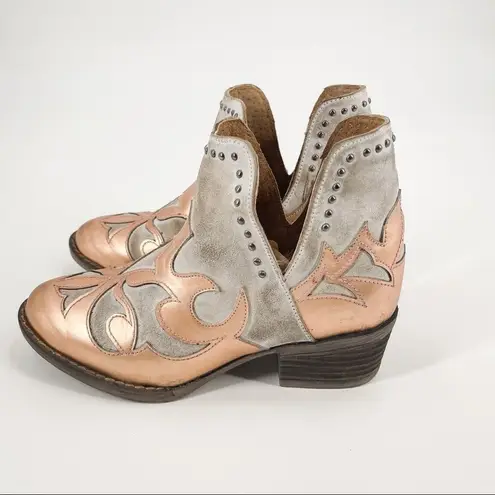 Corral Circle G Copper Overlay Cut Out Ankle Boots Booties Size 5.5