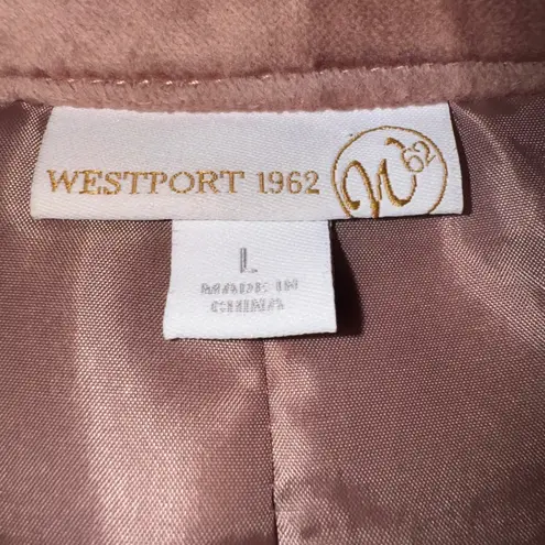 Westport 1962 Womens L Pink Velvet Moto Jacket Full Zip Quilted Shoulder