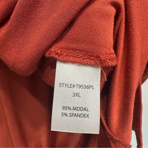 Rust Red Long Sleeve V Neck Tunic by Rae Mode Women’s Plus Size 3XL