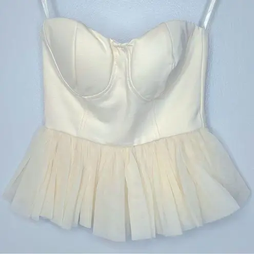 Mable Princess Diaries Strapless Tulle Contrast Peplum Top Cream Size S New