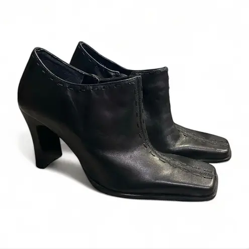 BrunoāValenti Leatherā Ankle Boots Square Toe Size 6 Black