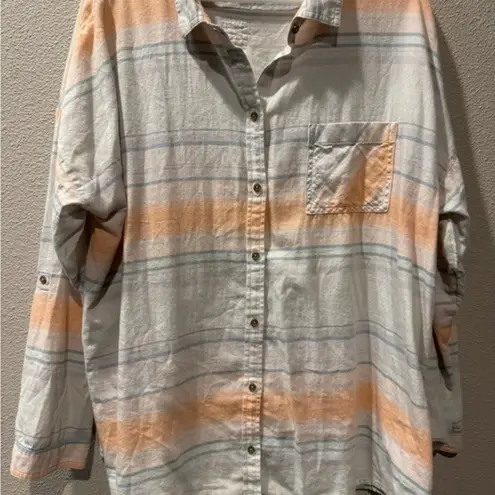 prAna Women’s Meadow Stripe Percy Shirt 2XL Organic Cotton Sustainable