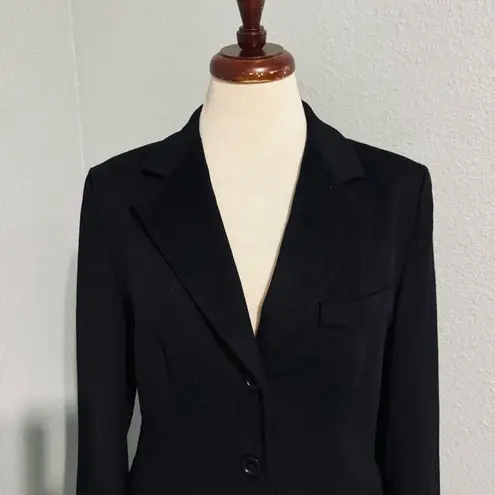 Max Mara Black Single Breasted Lapel Collar 100% Virgin Wool Blazer Sz 8 Italy