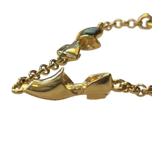 Salvatore Ferragamo Shoe Charm Bracelet Gold Tone Chunky 1980s Italy Signed