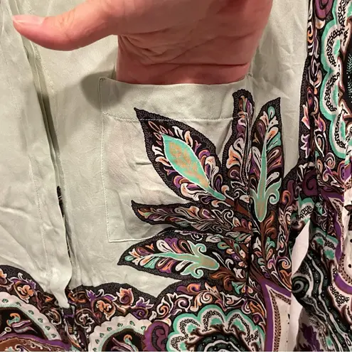 Groovy silk pastel paisley ETRO silk blouse flowy luxury maximalist dreamycore Green Size M
