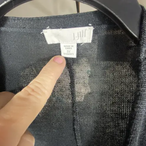 J. Jill Women's 3X Plus Black Open Front Cardigan Linen Blend Lightweight Elbow Size undefined