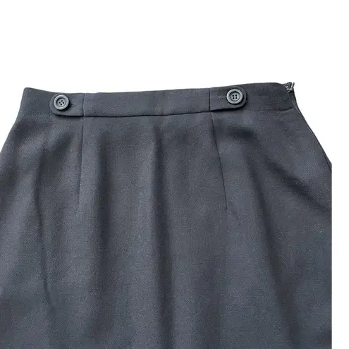 Tahari  Womens Pencil Skirt Black Wool Mini Solid Mid Rise Buttons Lined 6