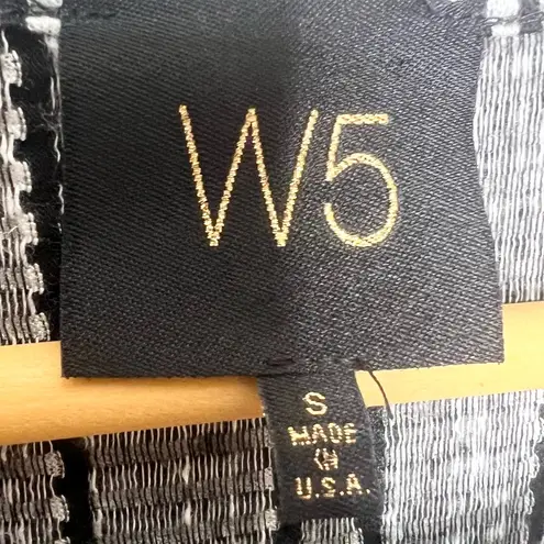 W5 Black & White Striped Boho Orange Fringe Trim Tank Top Size Small