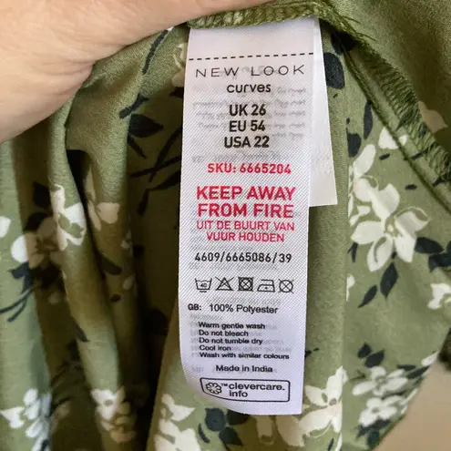 ASOS Curves New Look Avocado Green Amelie Floral Balloon Sleeve Smock Dress Size undefined