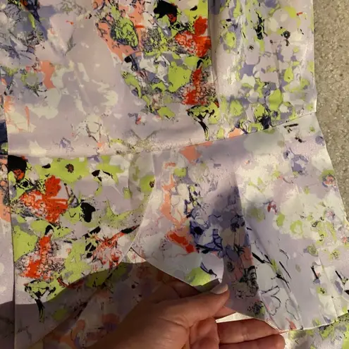 Lavender silky pleated peplum structured dress Size M