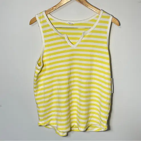 Caslon Butter Yellow and white Thermal tank top Women's size M, NWT