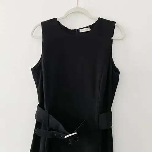 Calvin Klein Belted Midi Dress Black Size 12