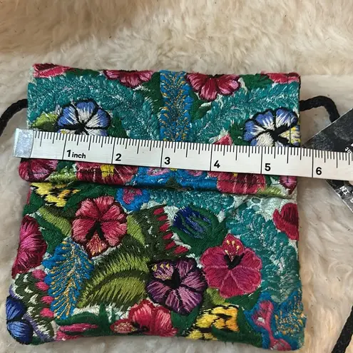 Unique Batik Floral Embroidered Crossbody Bag Green