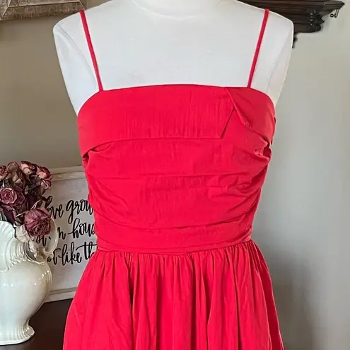 Avara Pinch Tana Red Midi Dress Spaghetti Strap Fit and Flare New Size XS