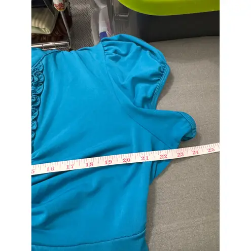 Heart soul Heart & Soul Blue Ruffle Front Puff Sleeve Tunic Top 3X