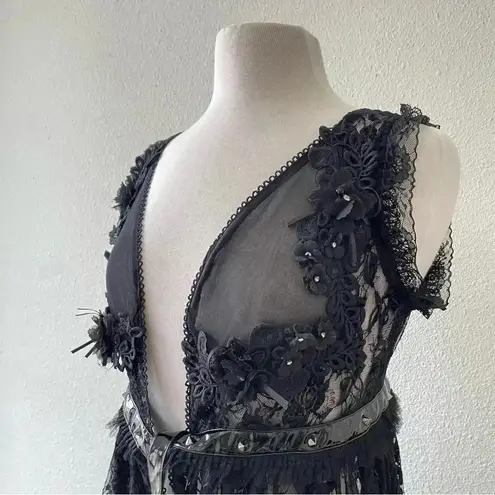 Eva Lady Women's Gothic Punk Lace Over High Low Dress Intimates $120 Size L NWOT Black Size L