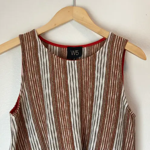 W5 Concepts Striped Gathered Knot Knit Sleeveless Tank Top