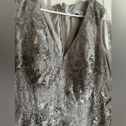 Mac Duggal Embellished V Neck Illusion Long Sleeve Gown- NWT