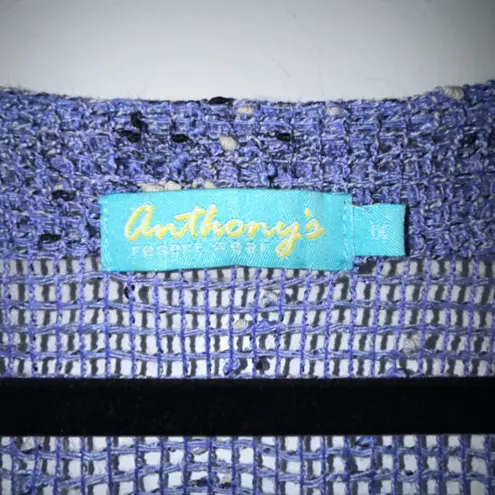 Anthony’s Resort Wear Large Button Front Short Sleeve Mesh Cover Up Cardigan Size 1X