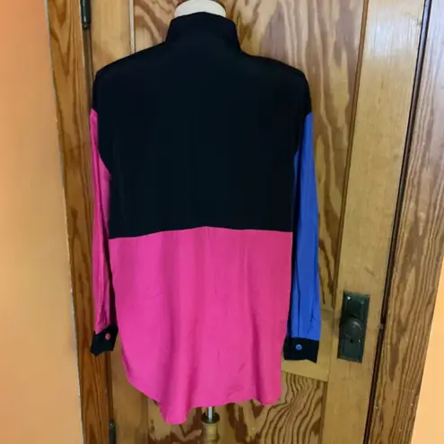 Vtg 80s color block oversized shirt Size L