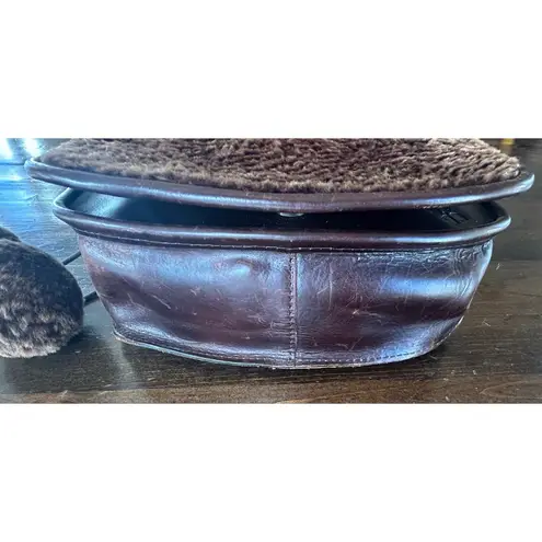 Patricia Nash Leather Sherpa Brown Shoulder Bag Crossbody Pom Pom Accents Cute