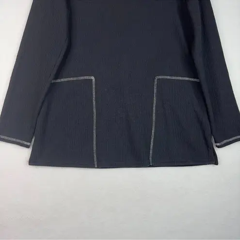 Soft Surroundings Nellie Tunic Black V-Neck Knit Stretch Long Sleeve Size Medium
